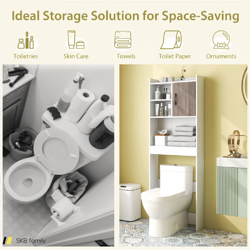 4-Tier Space-Saving Toilet Sorage Cabinet With Open Shelves 240615-230935