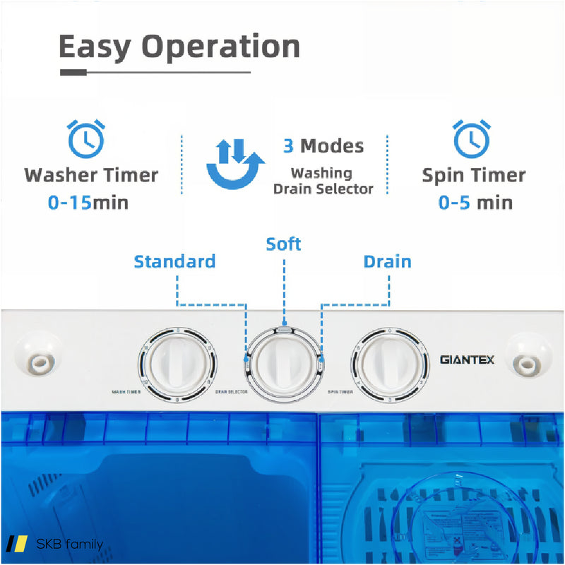 2-In-1 Portable 22lbs Capacity Washing Machine With Timer Control 240615-230937