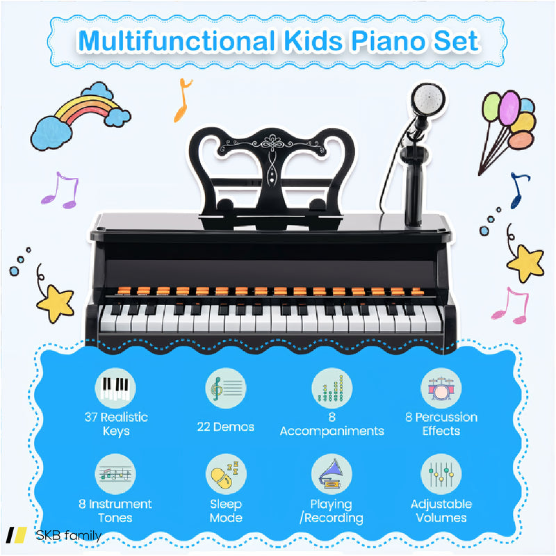 37 Keys Music Piano With Microphone Kids Piano Keyboard With Detachable Music Stand 240615-230942