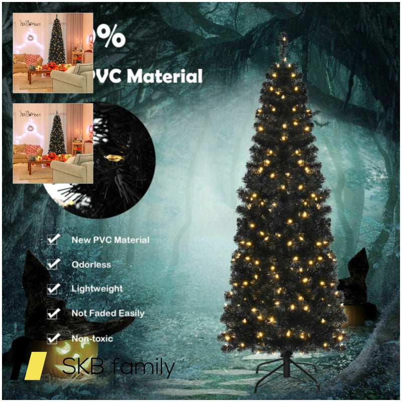 Pre-Lit Christmas Halloween Tree With Pvc Branch Tips And Warm White Lights 240615-230944