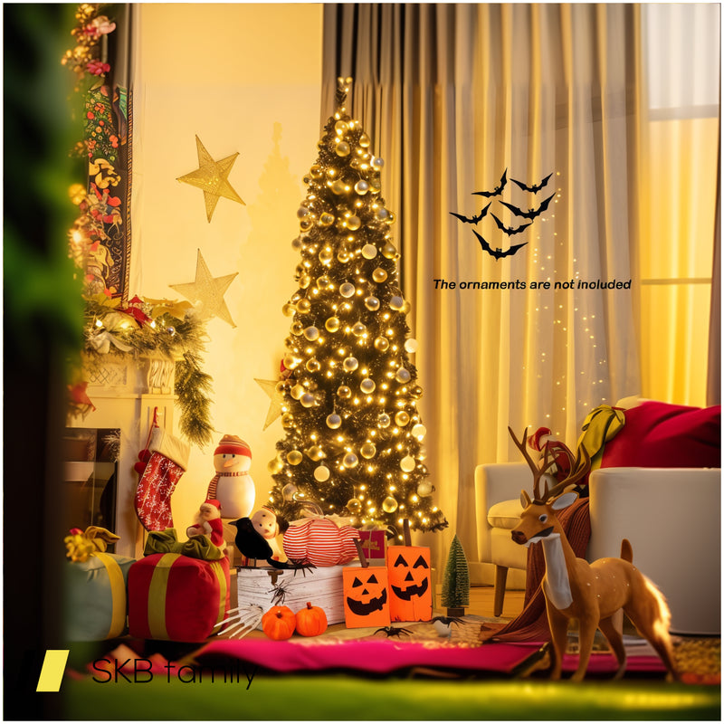 Pre-Lit Christmas Halloween Tree With Pvc Branch Tips And Warm White Lights 240615-230944