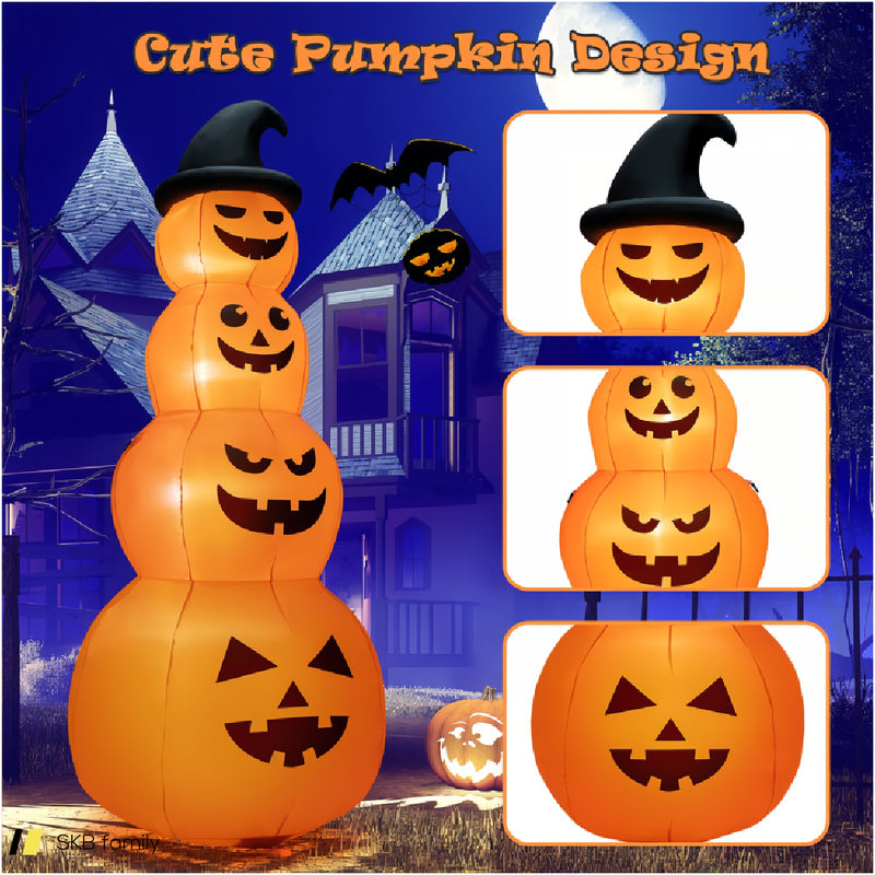 8 Feet Inflatable Halloween Pumpkins Stack With Built-In Led Lights 240615-230945