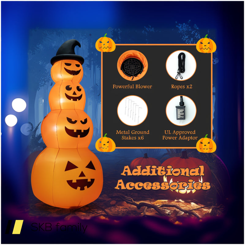 8 Feet Inflatable Halloween Pumpkins Stack With Built-In Led Lights 240615-230945