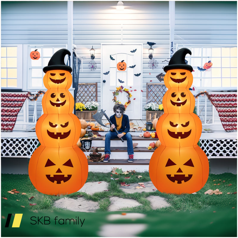 8 Feet Inflatable Halloween Pumpkins Stack With Built-In Led Lights 240615-230945