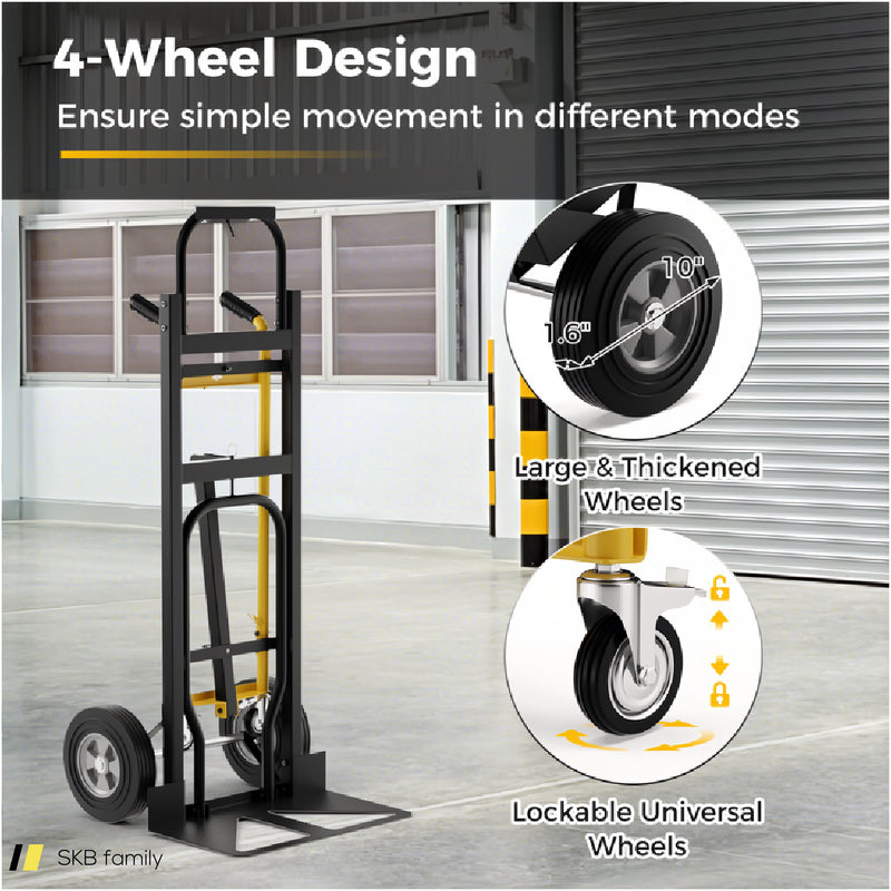 3-In-1 Convertible Hand Truck Metal Dolly Cart With 4 Rubber Wheels For Transport 240615-230948