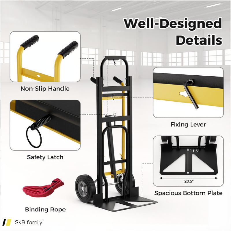 3-In-1 Convertible Hand Truck Metal Dolly Cart With 4 Rubber Wheels For Transport 240615-230948