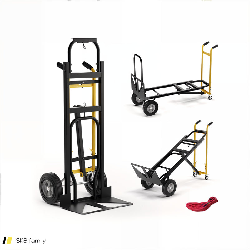 3-In-1 Convertible Hand Truck Metal Dolly Cart With 4 Rubber Wheels For Transport 240615-230948