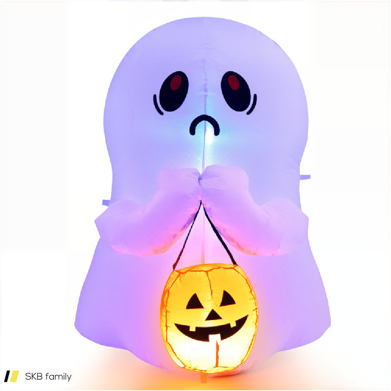 4 Feet Halloween Inflatable Ghost Holding Pumpkin Decor With Led Lights 240615-230950