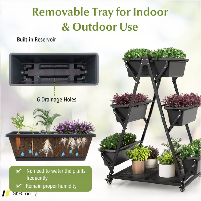 3-Tier Vertical Raised Garden Bed With 4 Wheels And 6 Container Boxes 240615-230952