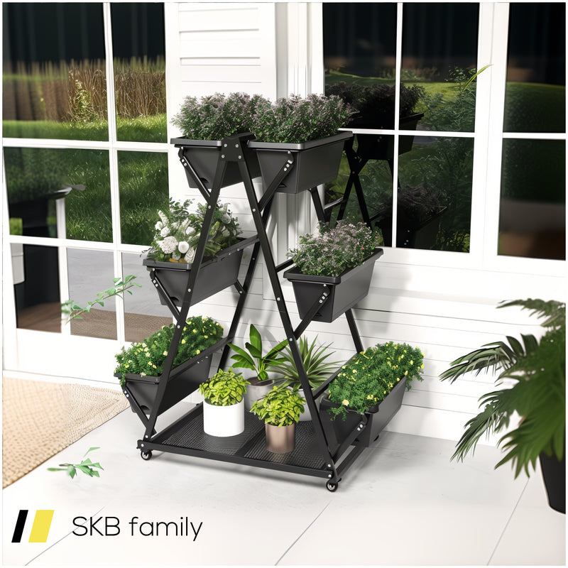 3-Tier Vertical Raised Garden Bed With 4 Wheels And 6 Container Boxes 240615-230952