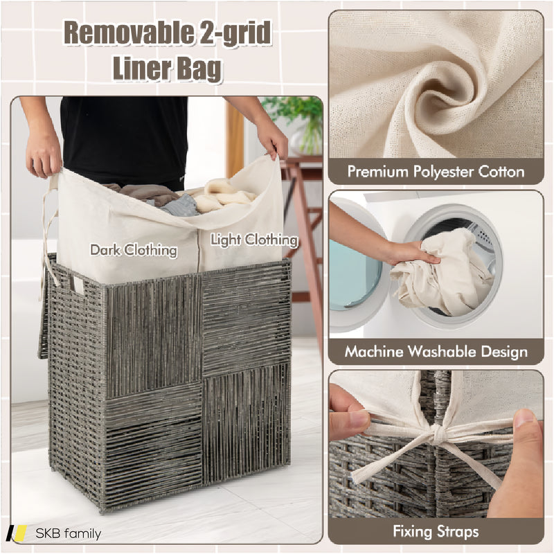 29 Gallons Laundry Hamper With Convenient Handles And Removable Liner Bag 240615-232772