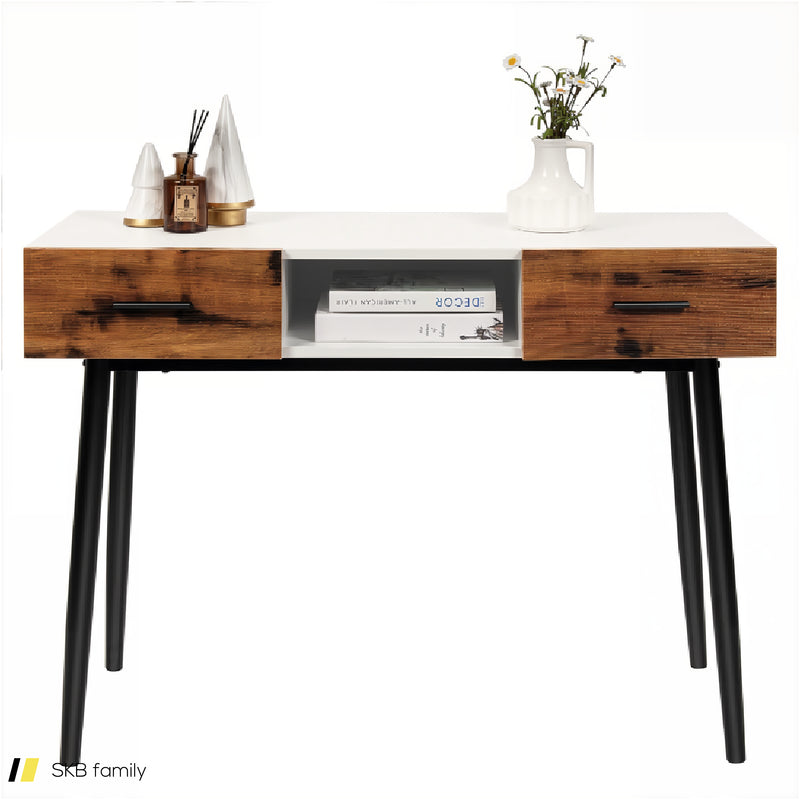 42 Inch Industrial Console Table With 2 Drawers For Entryway Hallway 240615-232779