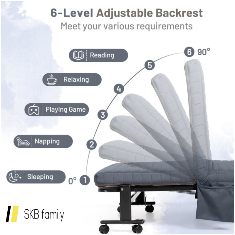 Adjustable Folding Guest Bed Frame With Mattress And Wheels 240115-215309