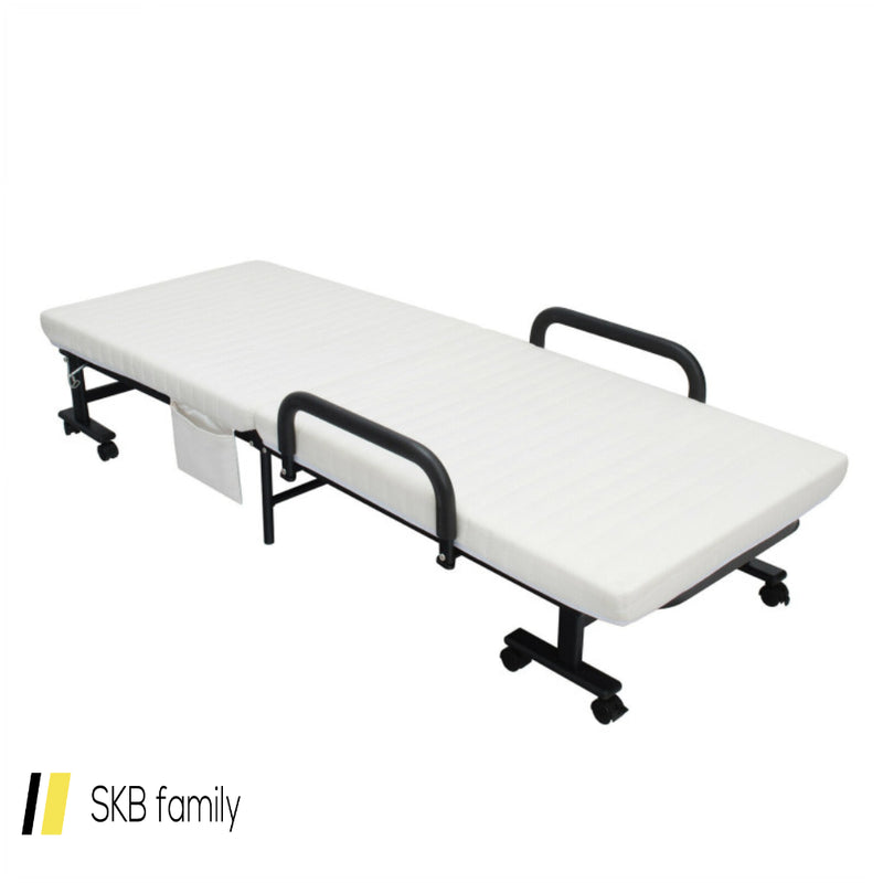 Adjustable Folding Guest Bed Frame With Mattress And Wheels 240115-215309